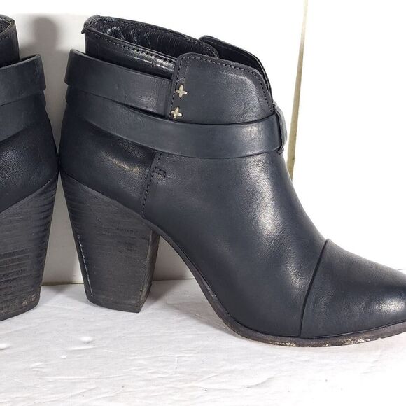 RAG & BONE Women's Harrow US7,5 EU37,5 Black Leather Strappy Ankle Booties Boot - Picture 10 of 14
